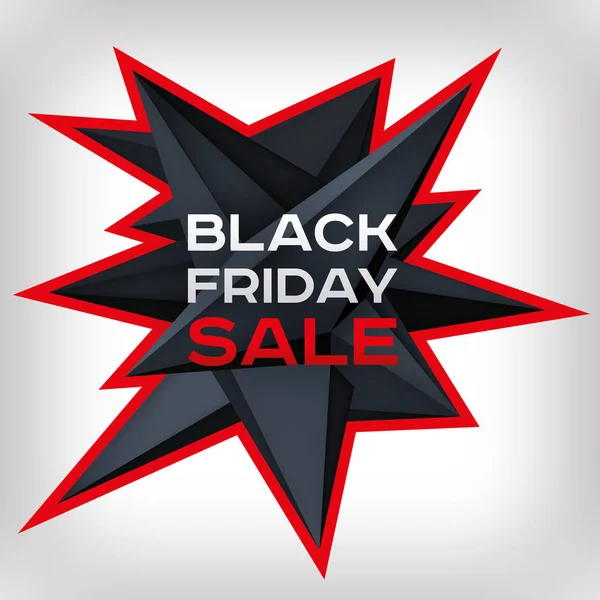 Black Friday verkoop. Volume geometrische vorm, 3d levitatie black crystal, creatieve lage veelhoeken donkere object. Rode bliksem. formulier van de ontwerpen van de vector voor u zakelijke projecten — Stockvector