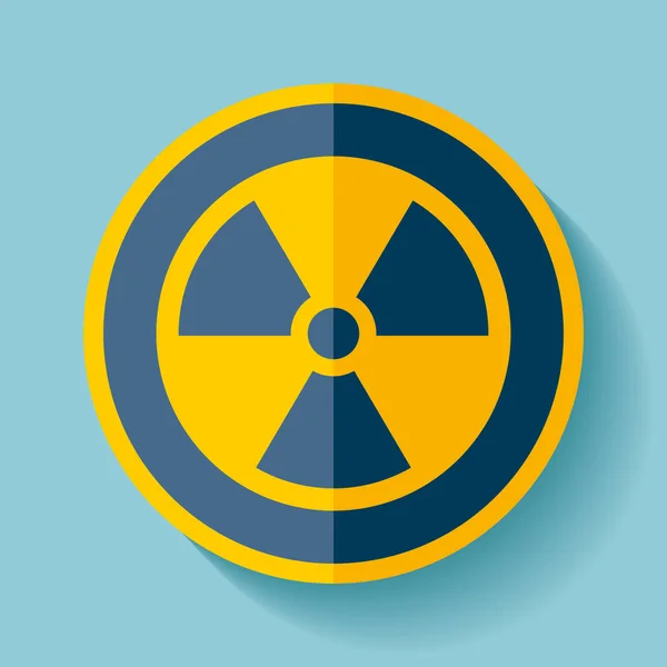 Icona segno di radiazione in stile piatto su sfondo blu, emblema tossico, disegno vettoriale illustrazione per voi progetto — Vettoriale Stock