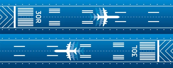 Illustrazione del trasporto aereo. L'aereo e 'sulla pista. Design vettoriale — Vettoriale Stock