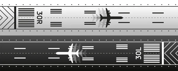 Programma di illustrazione del trasporto aereo. L'aereo e 'sulla pista. Design vettoriale — Vettoriale Stock