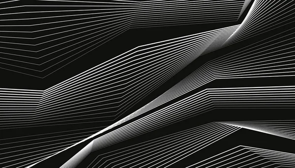 Designs Weißer Linien Auf Schwarzem Hintergrund Abstrakte Wellen Vektorelemente Für — Stockvektor