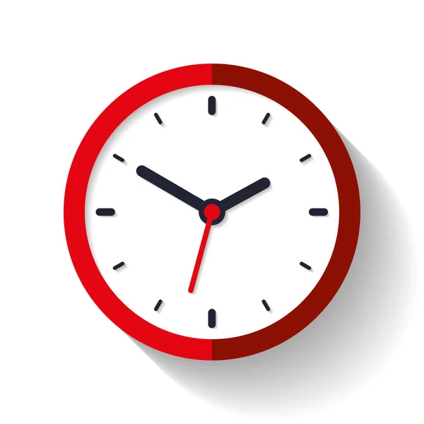 时钟图标在平坦的风格 定时器在白色背景 红色的商业手表 用于项目的矢量设计元素 — 图库矢量图片