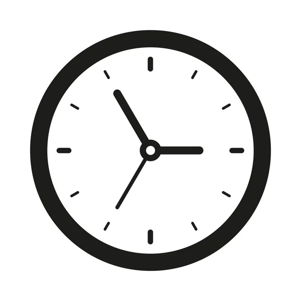 Icône Horloge Dans Style Plat Minuterie Noire Sur Fond Blanc — Image vectorielle