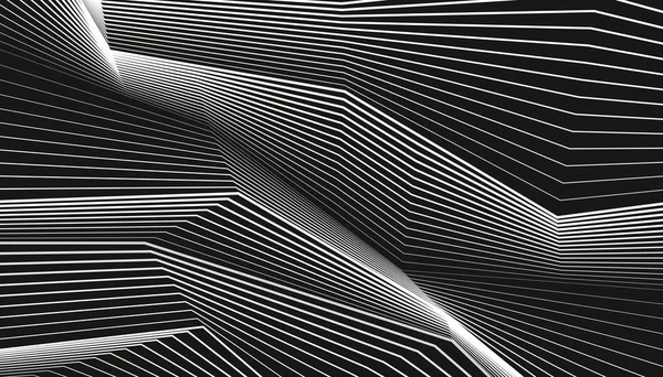 黒の背景に白のラインのデザイン 波を抽象化します あなたのプロジェクトのためのベクトル要素 — ストックベクタ