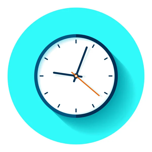 时钟图标在平坦的风格 定时器在绿松石背景 商业观察 用于项目的矢量设计元素 — 图库矢量图片
