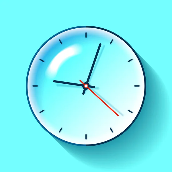 Icono Del Reloj Estilo Plano Temporizador Sobre Fondo Turquesa Vigilancia — Vector de stock