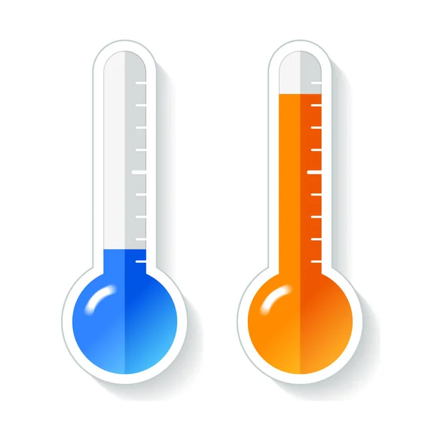 Hőmérők Lapos Stílusú Hideg Meleg Hőmérséklet Design Elem Fehér Háttér — Stock Vector