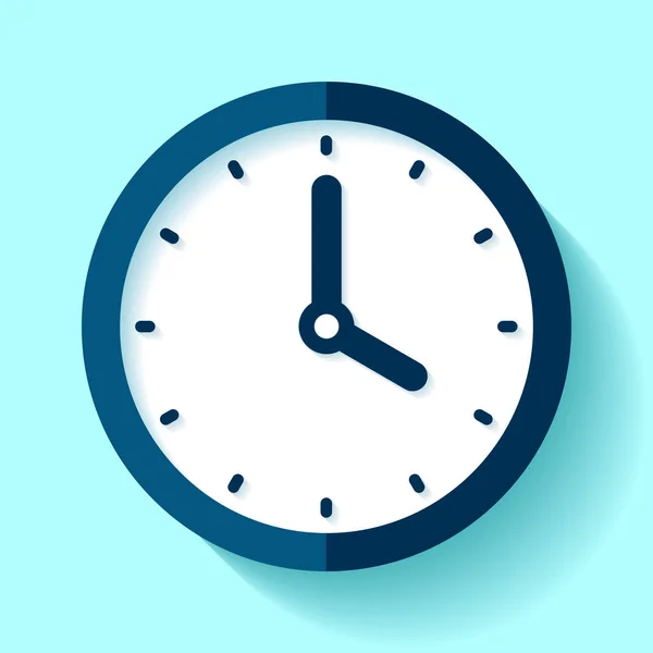 Ícone Relógio Estilo Plano Temporizador Fundo Azul Relógio Negócios Elemento —  Vetores de Stock