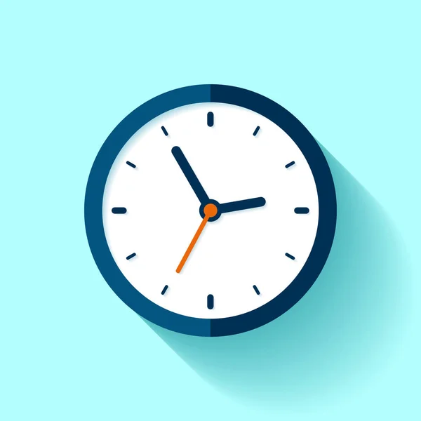 フラットスタイルで時計のアイコン 青の背景にタイマー ビジネスウォッチ あなたのプロジェクトのためのベクトルデザイン要素 — ストックベクタ