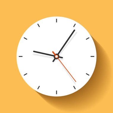 Saat simgesi turuncu zemin üzerine minimalist zamanlayıcı, düz tarzında. İş saati. Eğer proje için vektör tasarım öğesi