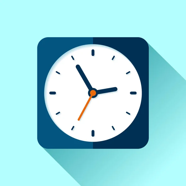 Uhr Symbol Flachen Stil Quadratischer Timer Auf Blauem Hintergrund Wirtschaftsbeobachter — Stockvektor