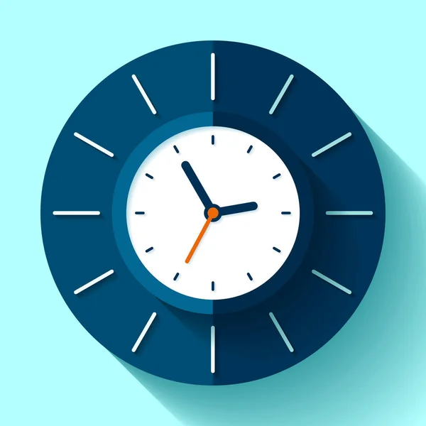 在平面风格的挂钟图标 在蓝色背景的定时器 商业观察 用于项目的矢量设计元素 — 图库矢量图片