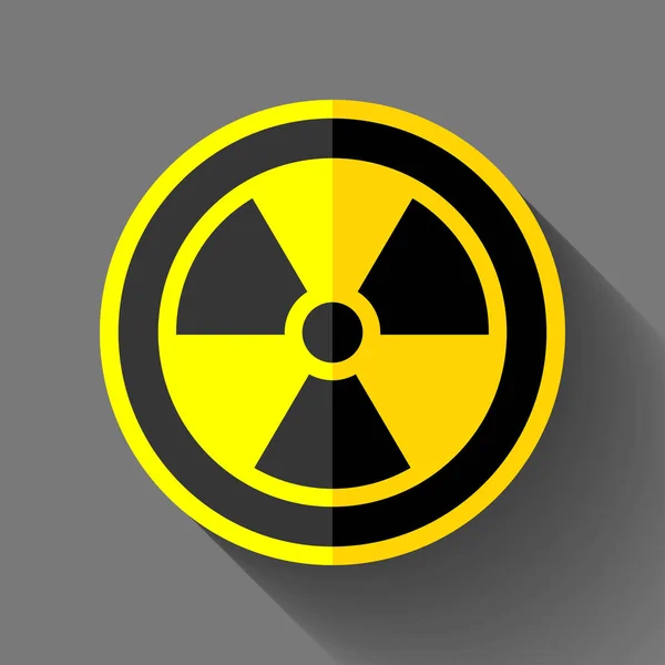 Radiation Sign Icon Flat Style Gray Background Toxic Emblem Vector — Stock Vector