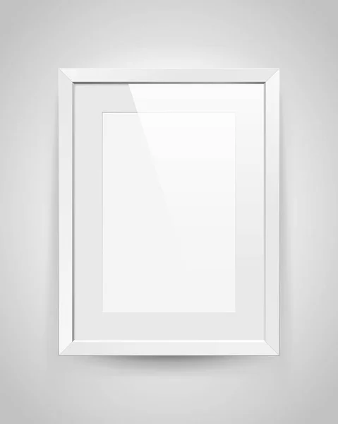 Реалистичная Пустая Прямоугольная Белая Рамка Пассажем Сером Фоне Рамка Вашего — стоковый вектор