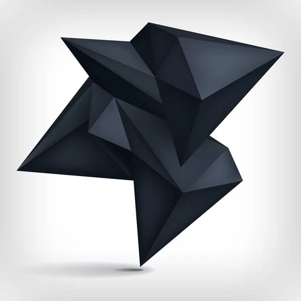 Volumen Geometrische Form Schwebung Schwarzer Kristall Kreative Niedrige Polygone Dunkles — Stockvektor