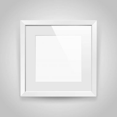 Passepartout gri arka plan, kenarlık için yaratıcı proje, model örnek, resim duvarda, vektör tasarım nesnesi ile gerçekçi boş squre beyaz çerçeve