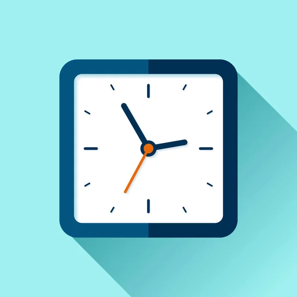 Icono Del Reloj Estilo Plano Temporizador Cuadrado Sobre Fondo Azul — Vector de stock