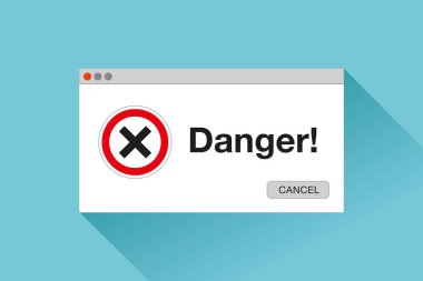 Tehlike sayfa. Kızıl Haç. Düz stil, belirtileri durdurmak, sen projeler için vektör tasarım nesnesi hata penceresinde