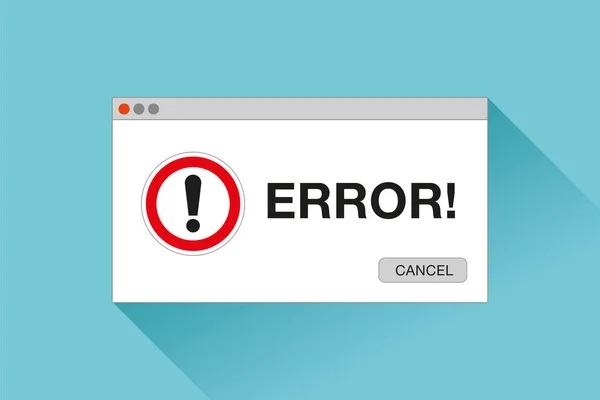 Error Window Flat Style Stop Signs Pop Page Vector Design — Stock Vector