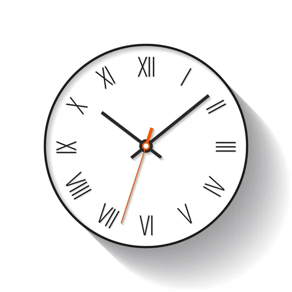 Icône Horloge Simple Dans Style Plat Avec Chiffres Romains Minimaliste — Image vectorielle