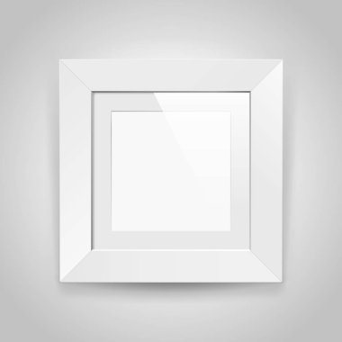 Passepartout gri arka plan, kenarlık için yaratıcı proje, model örnek, resim duvarda, vektör tasarım nesnesi ile gerçekçi boş squre beyaz çerçeve