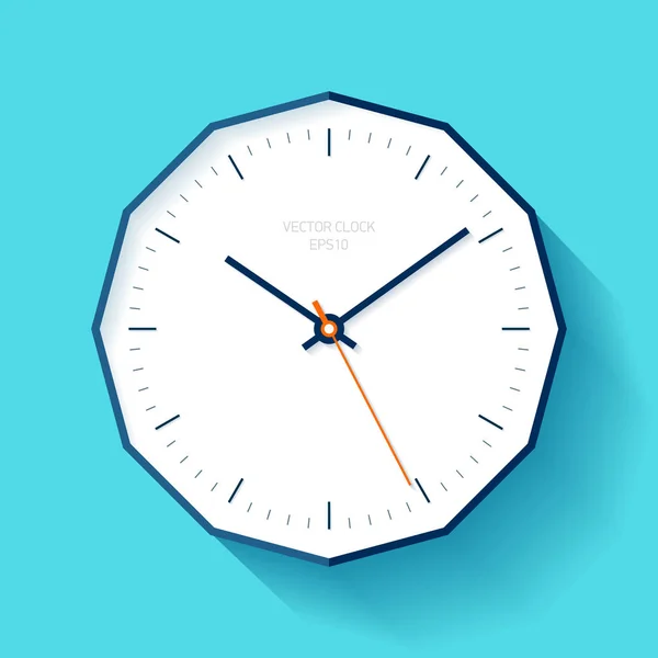 Reloj Poliedro Estilo Plano Ver Sobre Fondo Azul Icono Negocio — Vector de stock