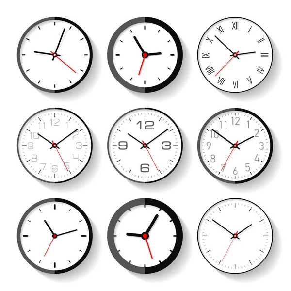 Conjunto Diferentes Iconos Reloj Estilo Plano Temporizadores Minimalistas Sobre Fondo — Vector de stock