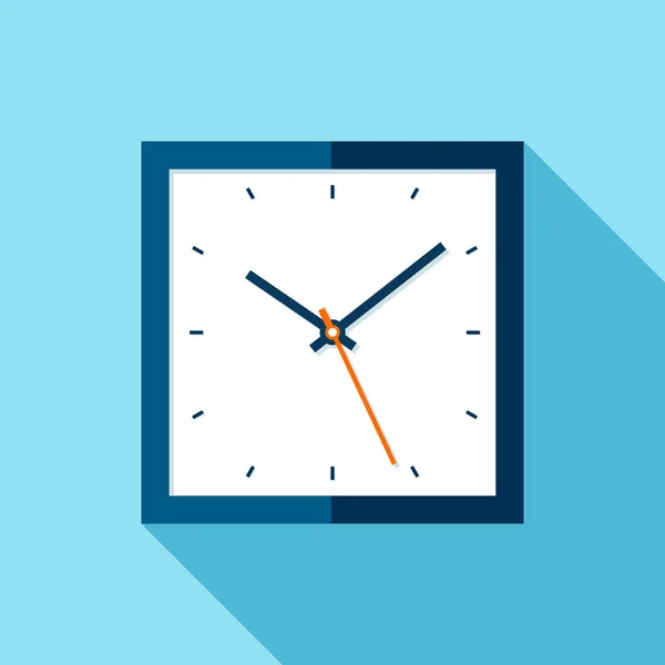 Ρολόι Εικονίδιο Επίπεδη Στυλ Τετραγωνικό Χρονόμετρο Μπλε Φόντο Επαγγελματικό Ρολόι — Διανυσματικό Αρχείο
