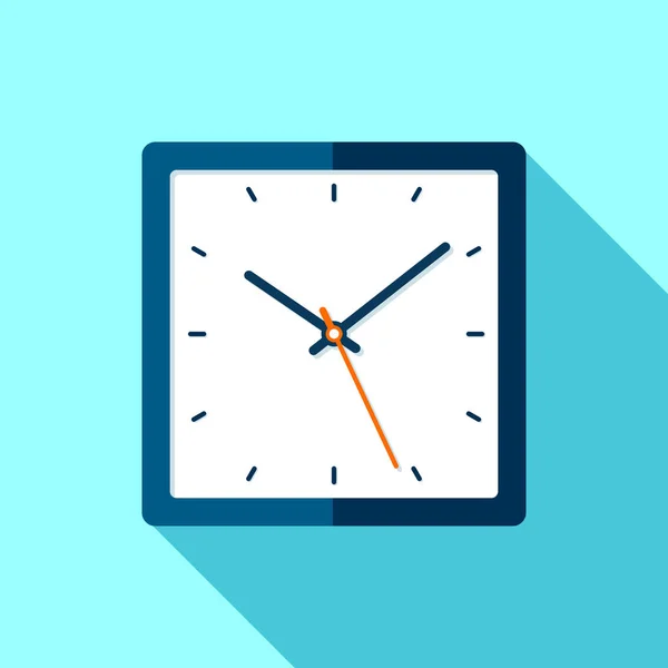 Icono Del Reloj Estilo Plano Temporizador Cuadrado Sobre Fondo Azul — Vector de stock