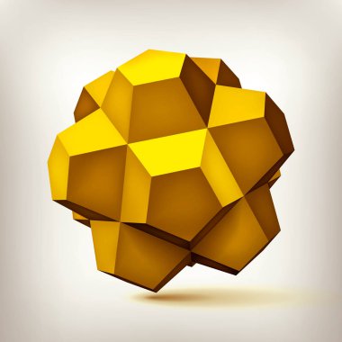 Birim polihedron altın yıldız, 3d nesne, geometri şekli, kafes sürüm, soyut vektör öğesi için proje tasarım 