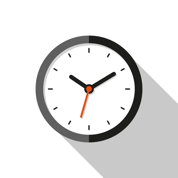 Εικονίδιο Ρολογιού Στυλ Επίπεδη Στρογγυλή Χρονόμετρο Άσπρο Φόντο Ρολόι Επαγγελματίες — Διανυσματικό Αρχείο