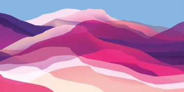 Renk dağlar, dalgalar, soyut şekiller, modern arka plan, proje için tasarım illüstrasyon vektör