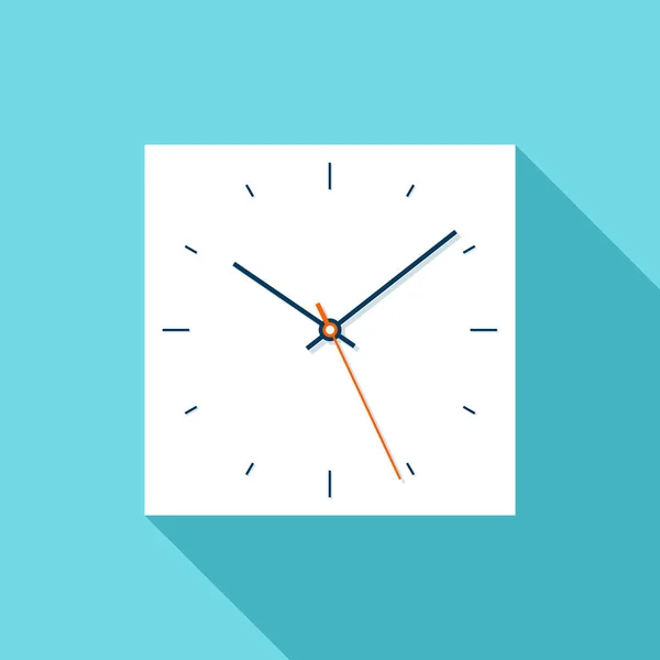 フラット スタイル 青の背景に正方形ミニマルなタイマーの時計アイコン 単純なビジネス時計 あなたのプロジェクトのためのベクター デザイン要素 — ストックベクタ