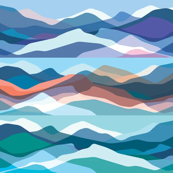 Набір Кольорових Гір Прозорі Хвилі Абстрактні Форми Скла Сучасний Фон — стоковий вектор