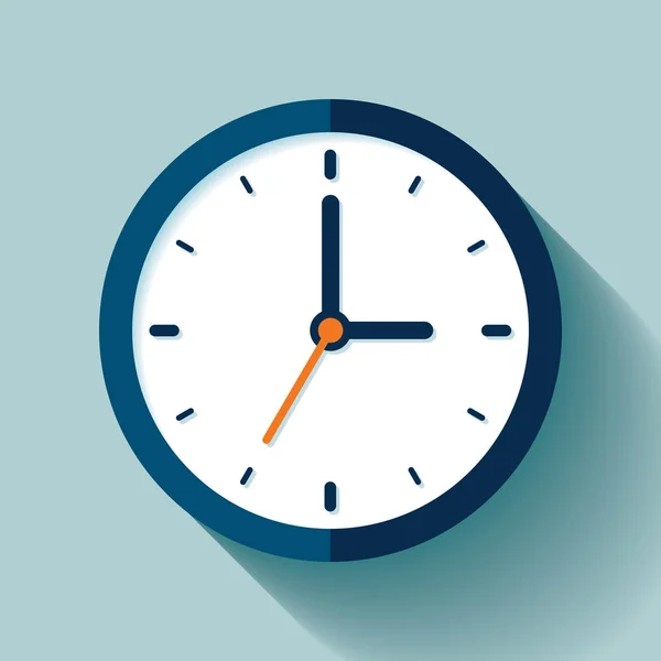 Icono Del Reloj Estilo Plano Temporizador Sobre Fondo Azul Vigilancia — Vector de stock