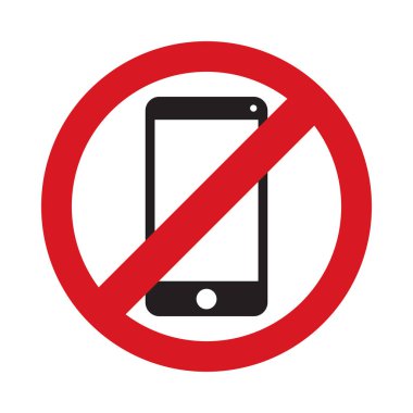 İmza: Cep telefonu kullanmayın. Akıllı telefon işareti simgesini düz bir şekilde konuşma. Projeniz için vektör tasarımı tehlike illüstrasyonu