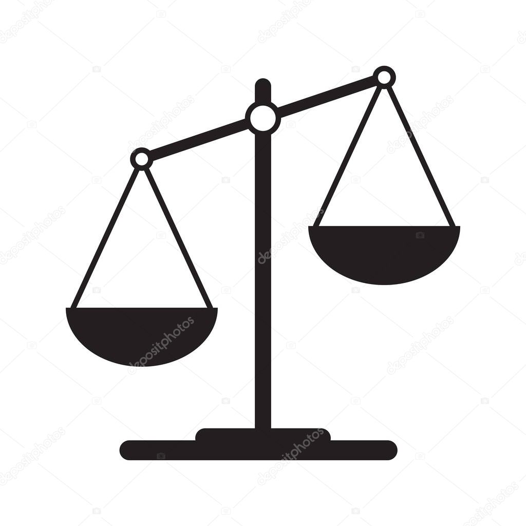 Scales icon in flat style. Libra symbol, balance sign. Vector design element for you project