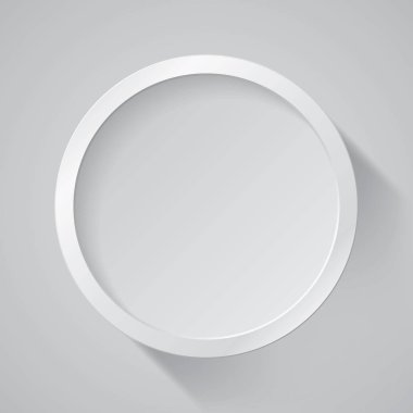 Realistic empty round white frame on gray background, border for your creative project, mock-up sample, vector design object
