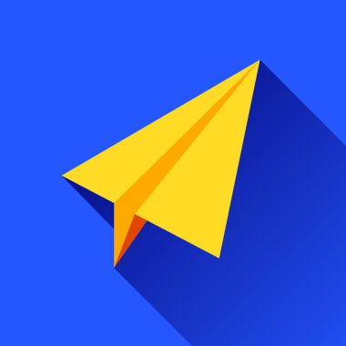 Düz stil kağıt uçak ikonu. Uçak sembolü. Projeniz için vektör nesnesi