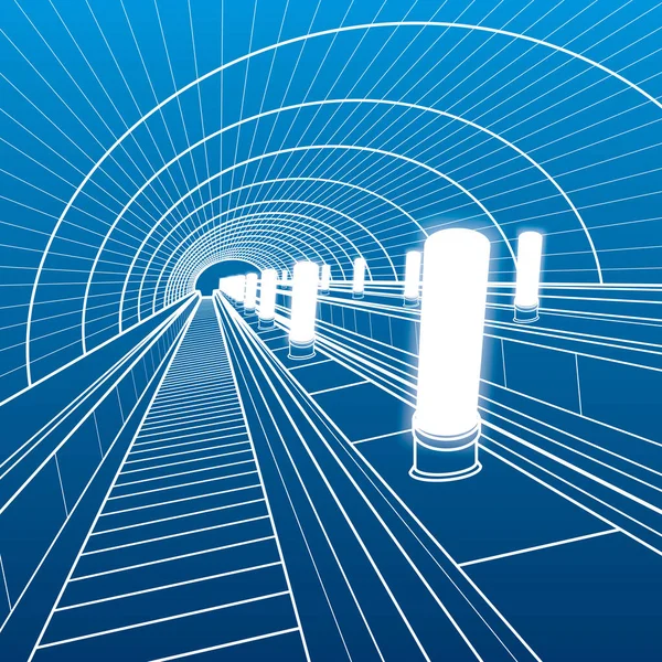 Escalator Στο Μετρό Εικονογράφηση Υποδομής Μεταφορών Αστική Ζωή Λευκή Γραμμή — Διανυσματικό Αρχείο