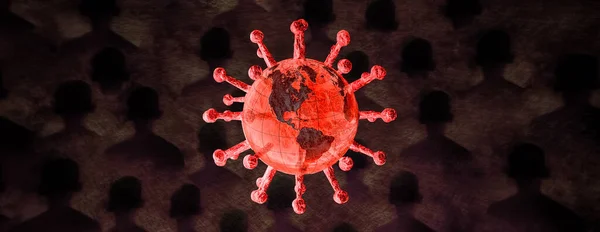 Coronavirus Envolviendo Mundo Con Siluetas Víctima Fondo — Foto de Stock