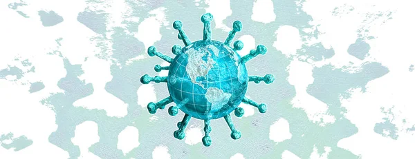 Coronavirus arka planda kurban siluetleri ile dünyayı yutuyor.