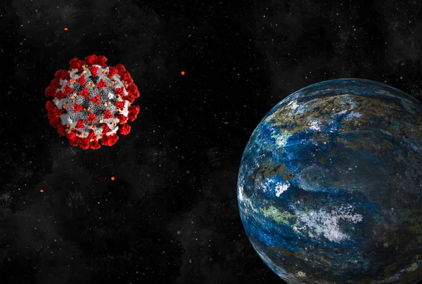 Tierra Cosmos Iluminada Por Coronavirus — Foto de Stock