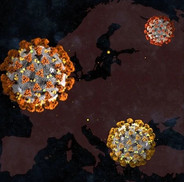 Mapa Del Coronavirus Sobre Europa — Foto de Stock