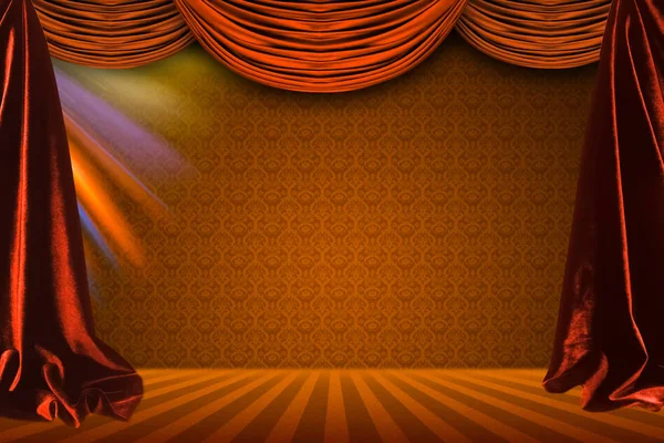 Vorhang und Beleuchtung auf der Bühne. Illustration der Curta — Stockfoto