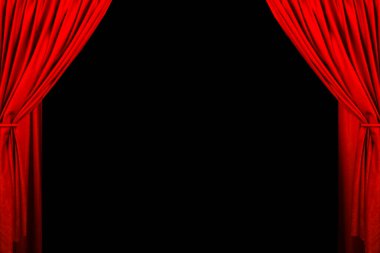 Sahnede tiyatro perdesi ve ışıklandırma. Curta 'nın tasviri