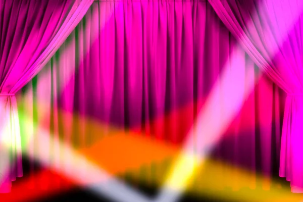 Tenda teatrale e illuminazione sul palco. Illustrazione della curta — Foto Stock