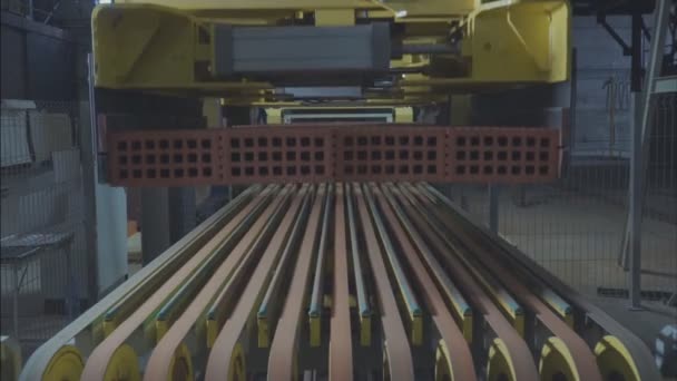 Baksteenproductie Holle Keramische Bakstenen Fabriek Baksteenproductie Baksteenfabriek — Stockvideo