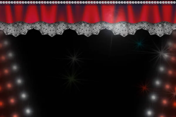 舞台上のカーテンや照明。演劇の幕のイラスト. — ストック写真