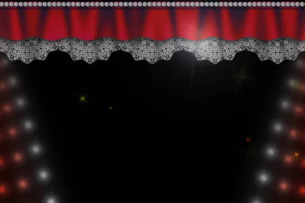 Vorhang und Beleuchtung auf der Bühne. Illustration des Theatervorhangs. — Stockfoto